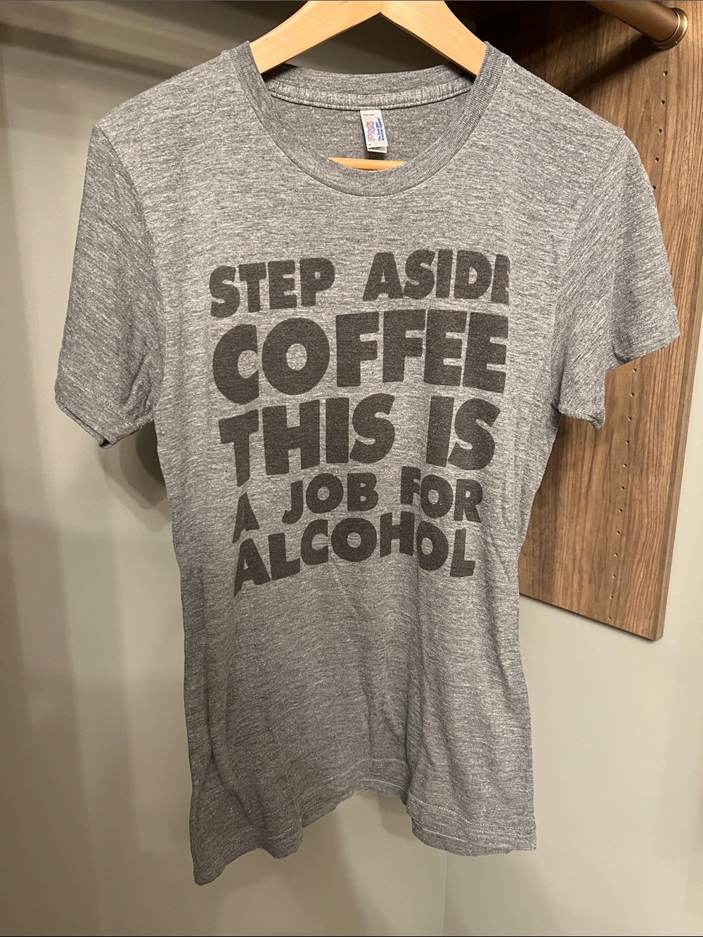 American Apparel Gray Short Sleeve Graphic Tee - Bold Coffee Text